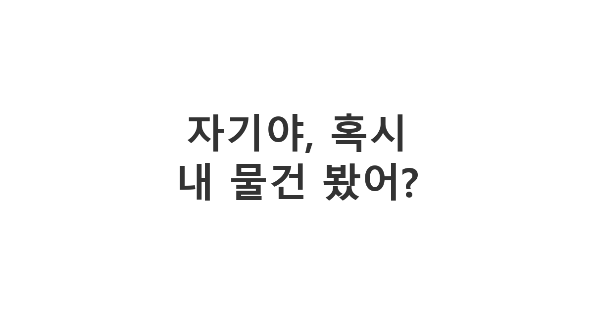 남친에게 보내는 잃어버린 물건 찾아봐 달라는 메시지 '자기야, 혹시 내 물건 봤어?'