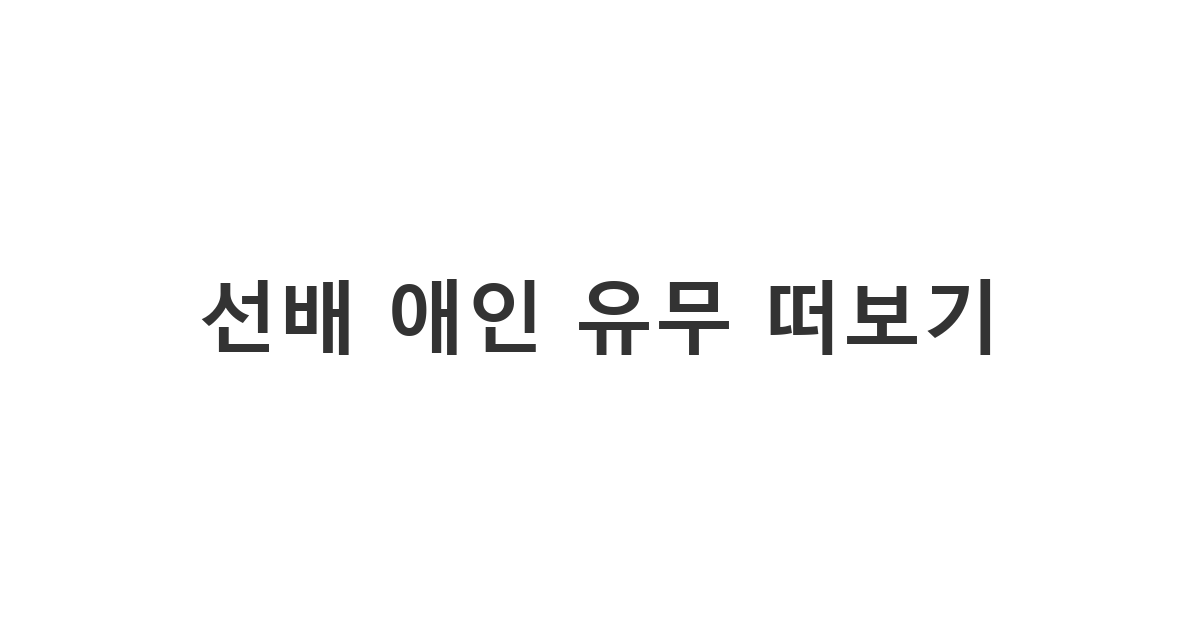 나를 챙겨주는 선배에게 보내는 연애 상태 떠보기 메시지 '선배 애인 유무 떠보기'