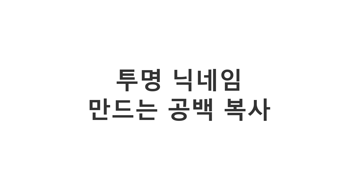 게임이나 SNS에서 이름 없이 투명하게 닉네임을 설정할 수 있는 공백 특수문자 복사 가이드