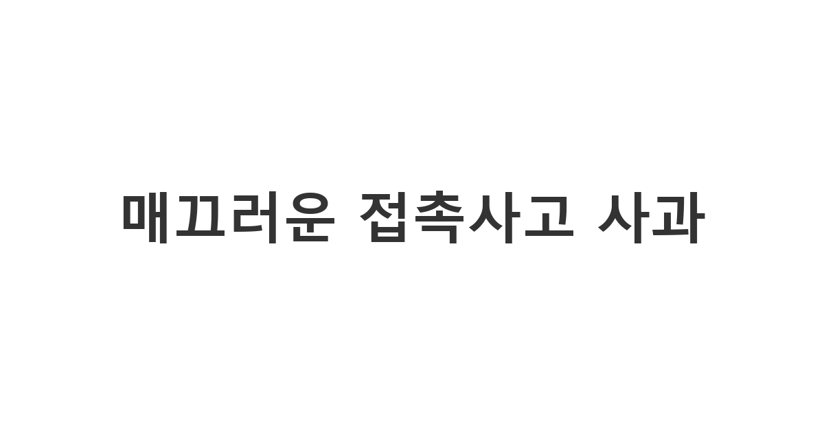 가벼운 접촉사고 발생 시 상대방의 기분을 배려하며 보내는 접촉사고 사과문자 '매끄러운 접촉사고 사과'