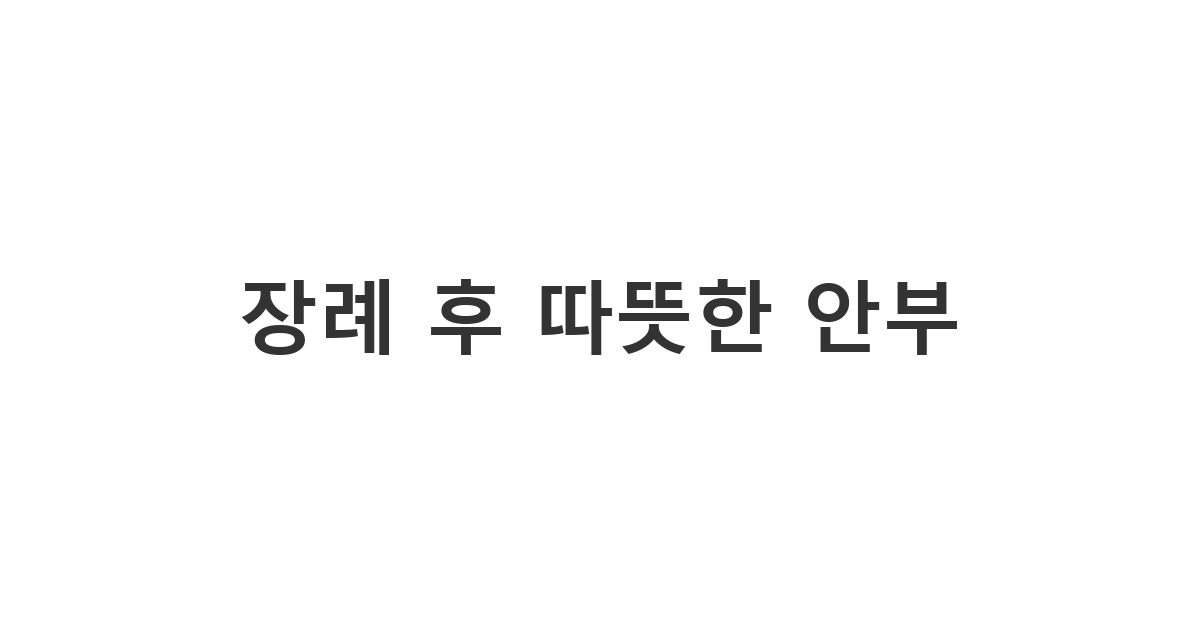 장례 절차를 모두 마친 지인에게 조심스럽게 건네는 따뜻한 안부 위로 문자 '장례 후 따뜻한 안부'