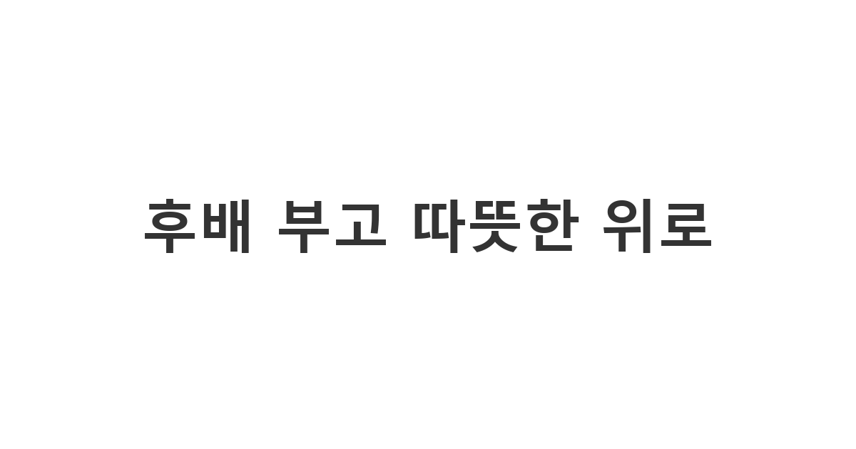 아끼는 직속 후배의 슬픔을 위로하며 따뜻하게 전하는 애도의 메시지 '후배 부고 따뜻한 위로'