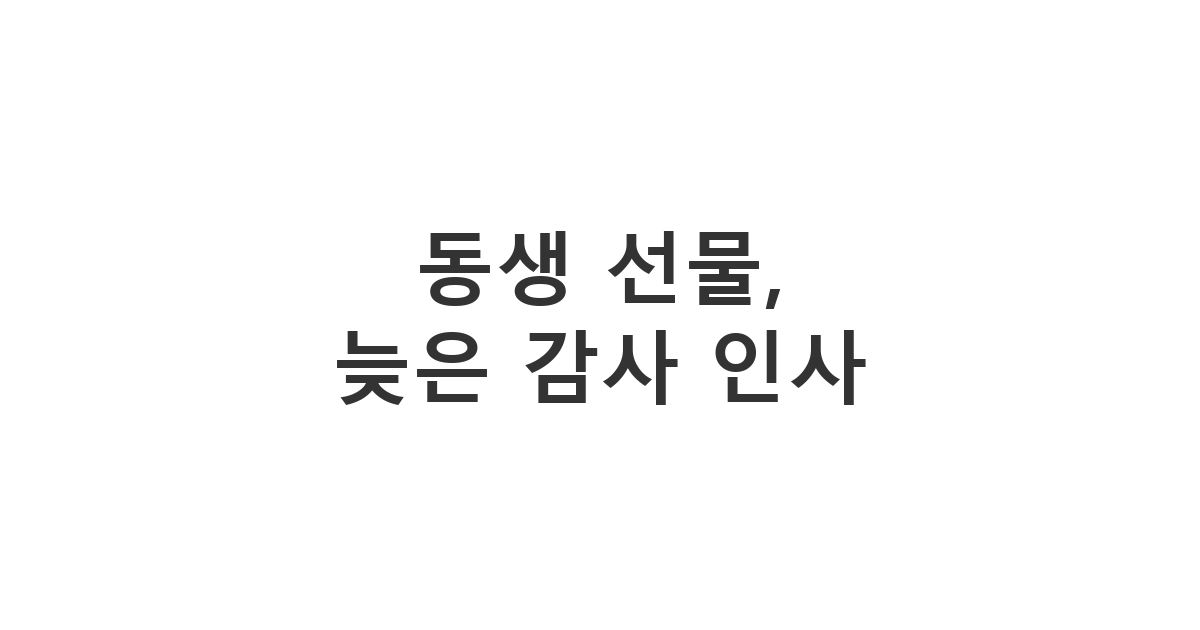 동생에게 받은 선물에 대해 늦게 감사 인사를 전하는 메시지 '동생 선물, 늦은 감사 인사'