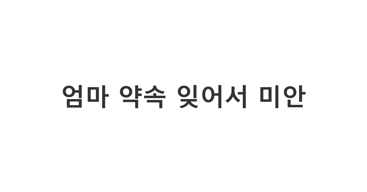 어머니에게 보내는 깜빡 잊고 있던 약속이 뒤늦게 생각나서 사과하고 다음을 기약해야 하는 메시지 '엄마 약속 잊어서 미안'.