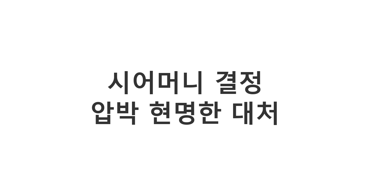 시어머니가 중요 결정에 대해 압박할 때 시간을 더 달라고 요청하는 메시지 '시어머니 결정 압박 현명한 대처'