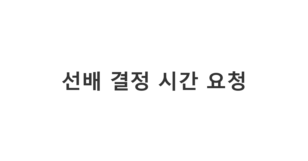 업무 외 부탁하며 결정 압박하는 선배에게 시간 요청하는 톡 '선배 결정 시간 요청'